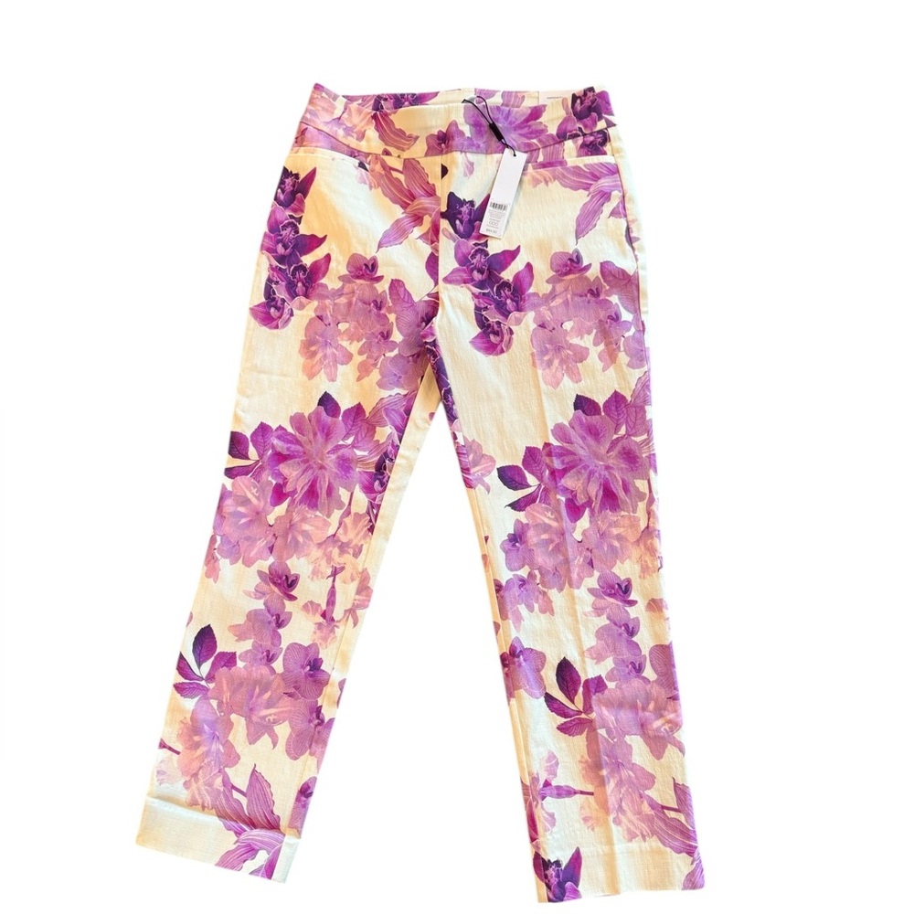 NWT CHICOS Women's Floral Wide-Leg Pants - Purple/Orchid - Picture 3 of 6